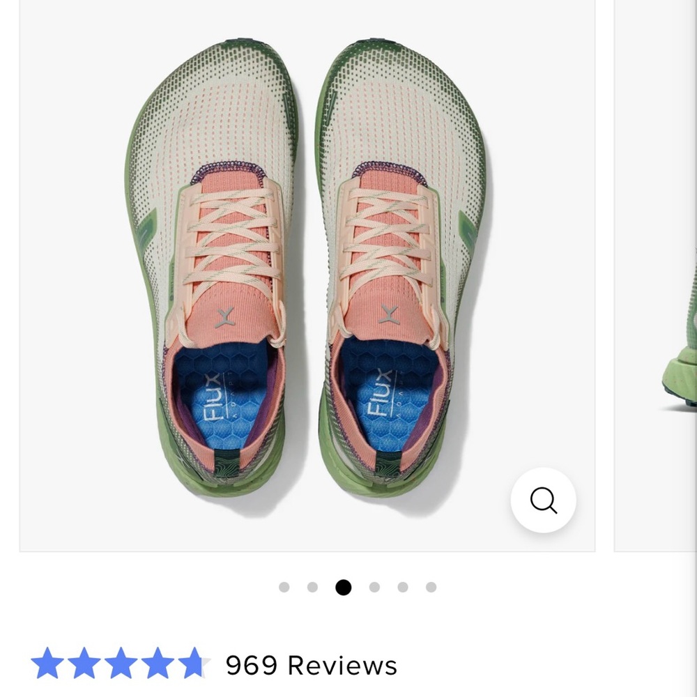 Flux Women's Green and Pink Sneakers - Picture 2 of 3